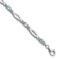 Load image into Gallery viewer, SS Rhodium-plated Light Swiss Blue Topaz and Diamond Bracelet
