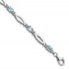 SS Rhodium-plated Light Swiss Blue Topaz and Diamond Bracelet