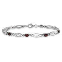 Load image into Gallery viewer, Sterling Silver Rhodium-plated Garnet and Diamond 7.25in Bracelet
