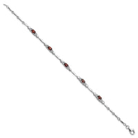 Load image into Gallery viewer, Sterling Silver Rhodium-plated Garnet and Diamond Heart 7.5in Bracelet
