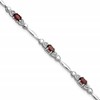 Sterling Silver Rhodium-plated Garnet and Diamond Heart 7.5in Bracelet