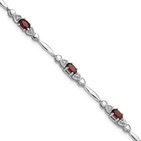Load image into Gallery viewer, Sterling Silver Rhodium-plated Garnet and Diamond Heart 7.5in Bracelet
