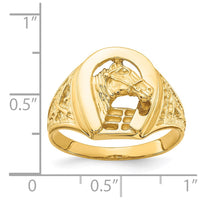 Load image into Gallery viewer, 14k Polished Horseshoe with Horse in Center Ring
