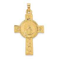 Load image into Gallery viewer, 14k Cross with Miraculous Medal Pendant
