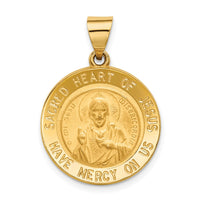 Load image into Gallery viewer, 14k Sacred Heart of Jesus Medal Hollow Round Pendant
