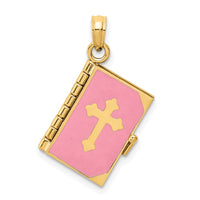 Load image into Gallery viewer, 14K 3D Pink Enameled Lord&#39;s Prayer Bible Pendant
