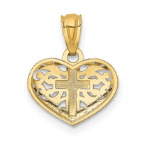 Load image into Gallery viewer, 14k w/Rhodium Cross in Heart Pendant
