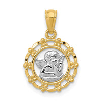 Load image into Gallery viewer, 14k w/Rhodium Framed Cherub Pendant
