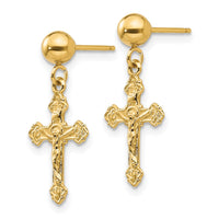 Load image into Gallery viewer, 14k Polished Crucifix Post Earrings
