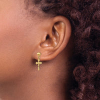 Load image into Gallery viewer, 14k Polished Crucifix Post Earrings
