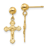 Load image into Gallery viewer, 14k Polished Crucifix Post Earrings
