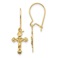 Load image into Gallery viewer, 14k Polished Crucifix Earrings
