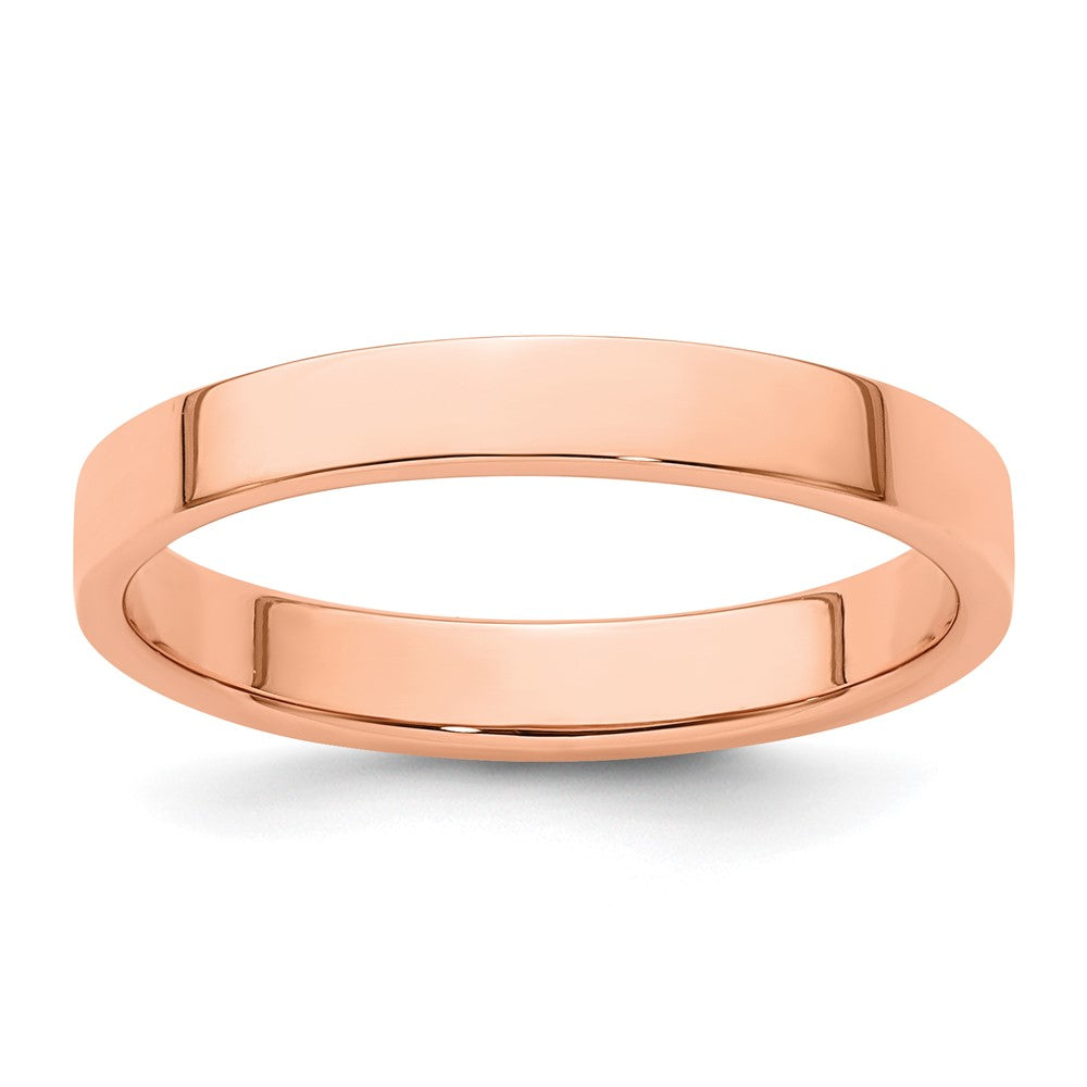 14k Rose Gold 3mm Lightweight Flat Wedding Band Size 9