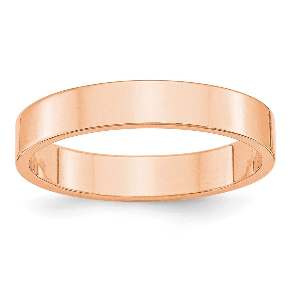 14k Rose Gold 4mm Lightweight Flat Wedding Band Size 8.5