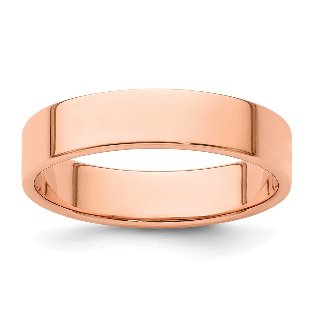 14k Rose Gold 5mm Lightweight Flat Wedding Band Size 10