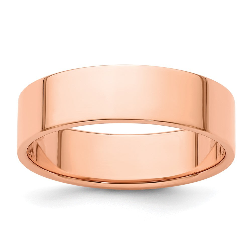14k Rose Gold 6mm Lightweight Flat Wedding Band Size 7.5