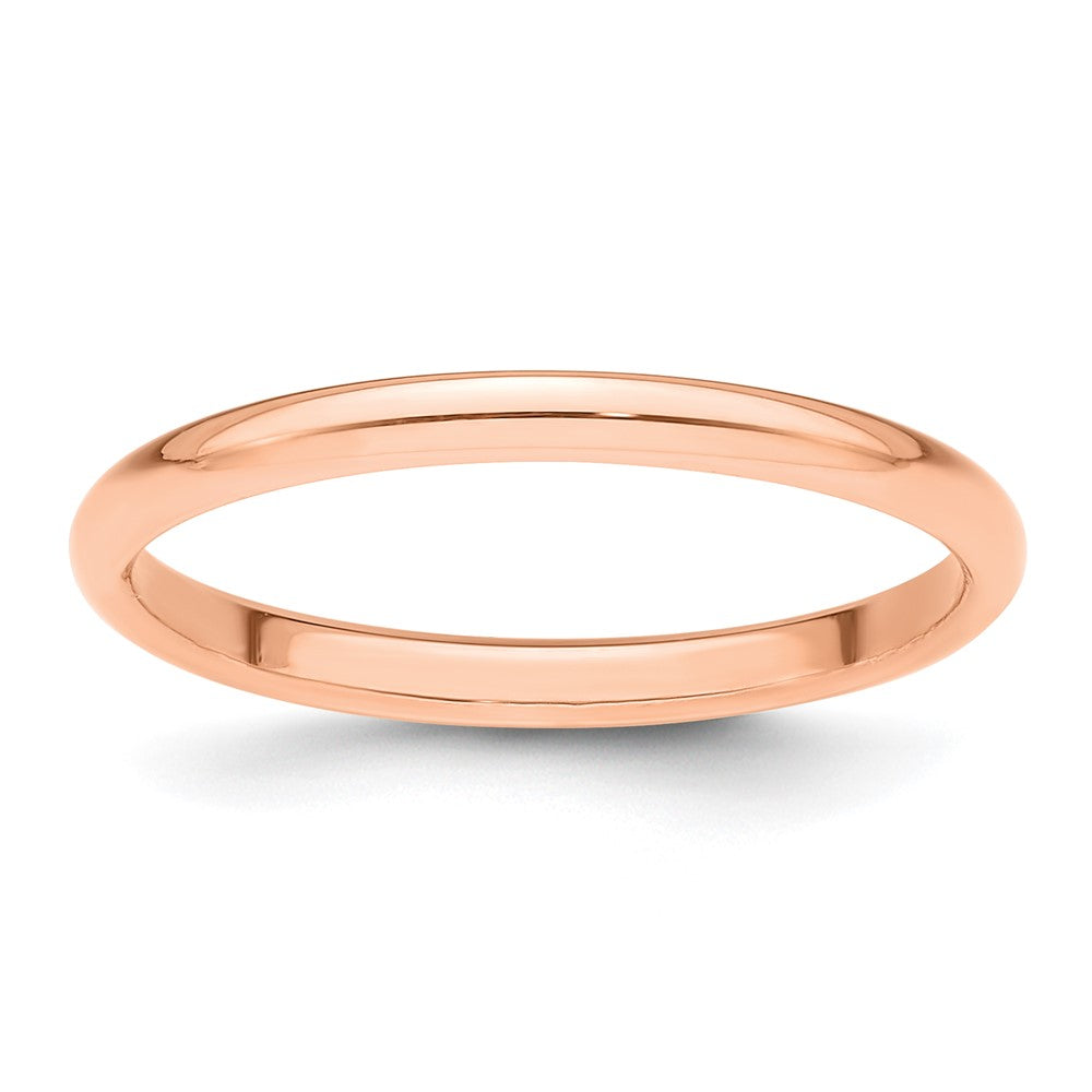 14k Rose Gold 2mm Half Round Wedding Band Size 10.5