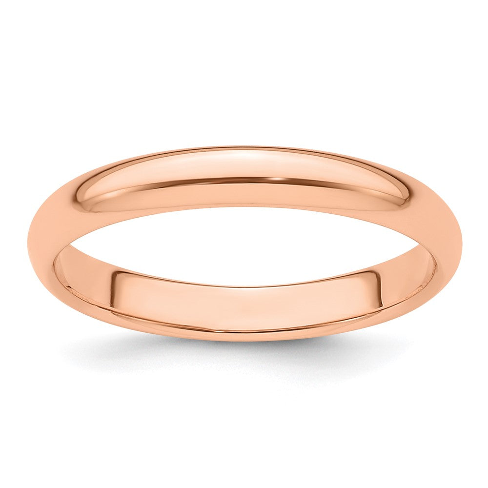 14k Rose Gold 3mm Half Round Wedding Band Size 10