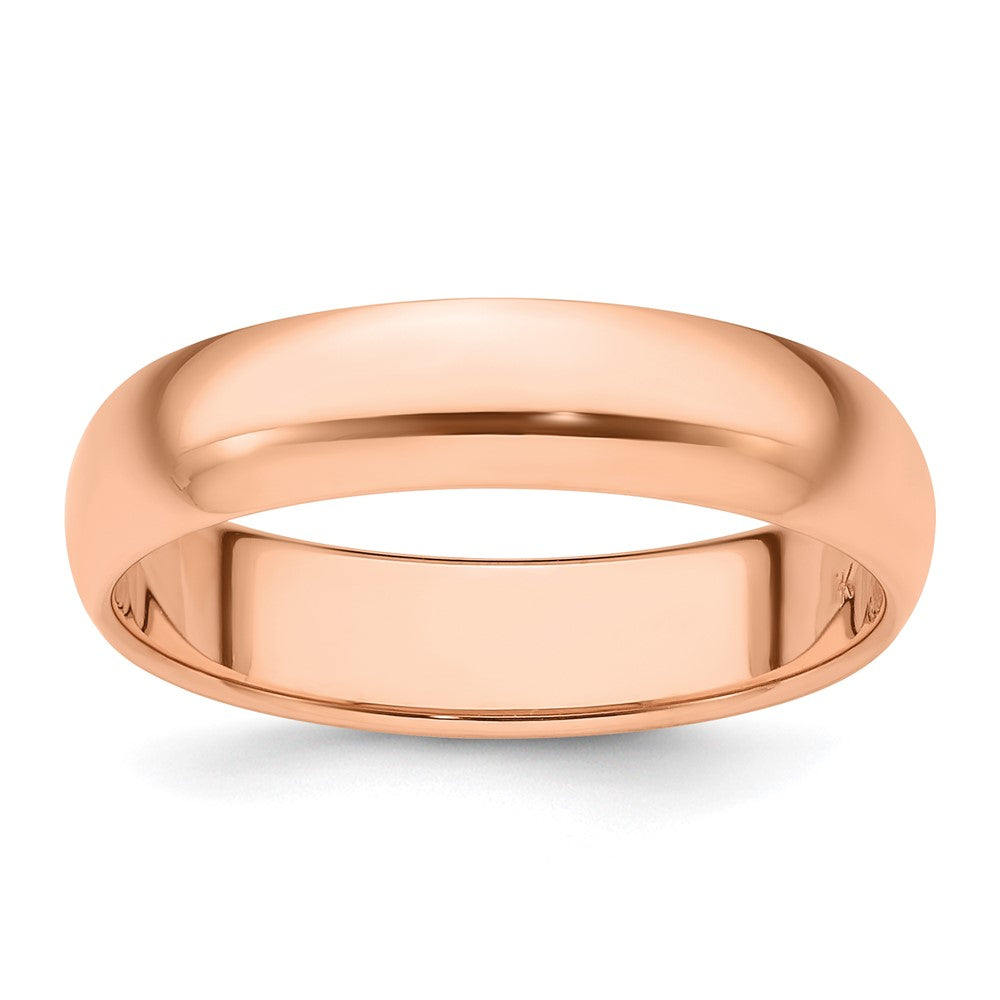 14k Rose Gold 5mm Half Round Wedding Band Size 10.5