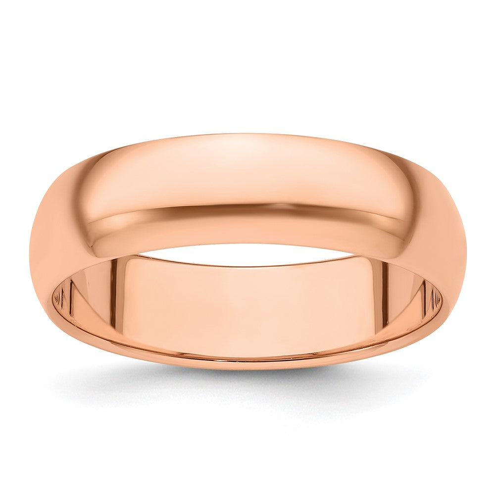 14k Rose Gold 6mm Half-Round Wedding Band Size 8