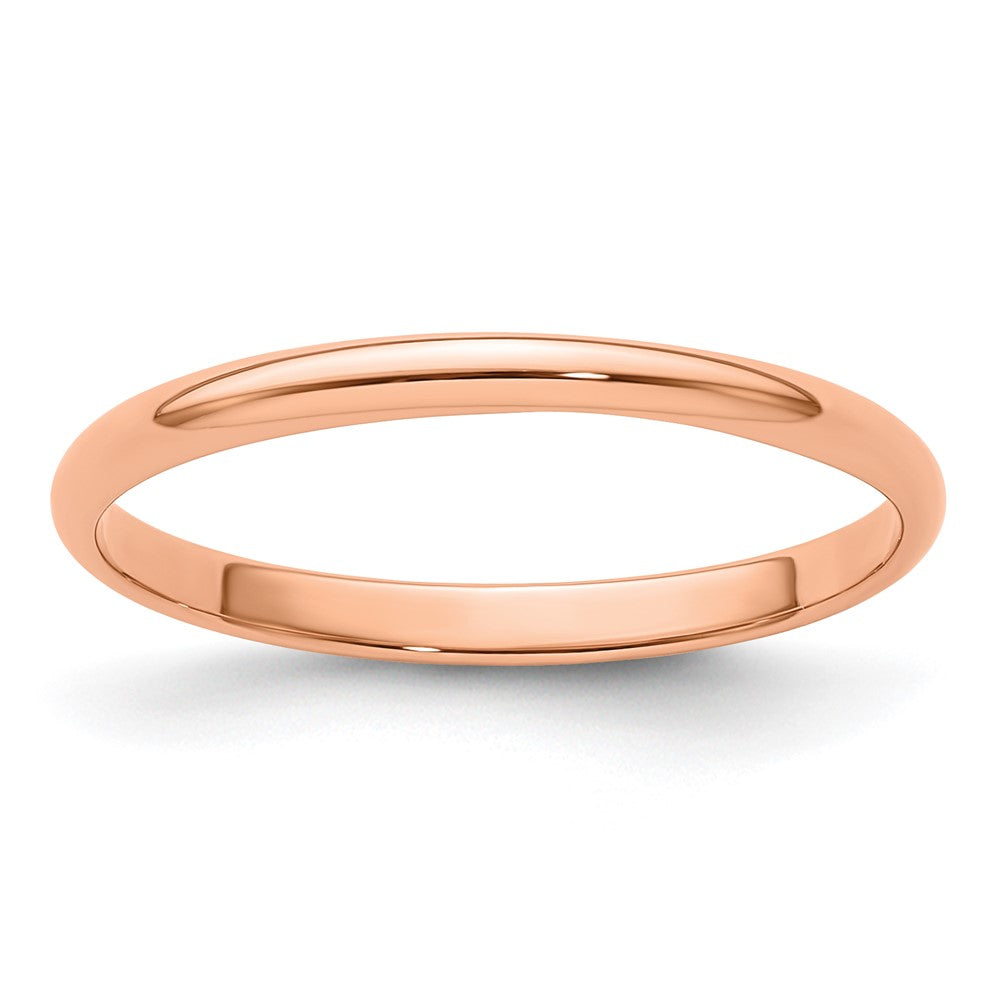 14k Rose Gold 2mm Lightweight Half Round Wedding Band Size 5