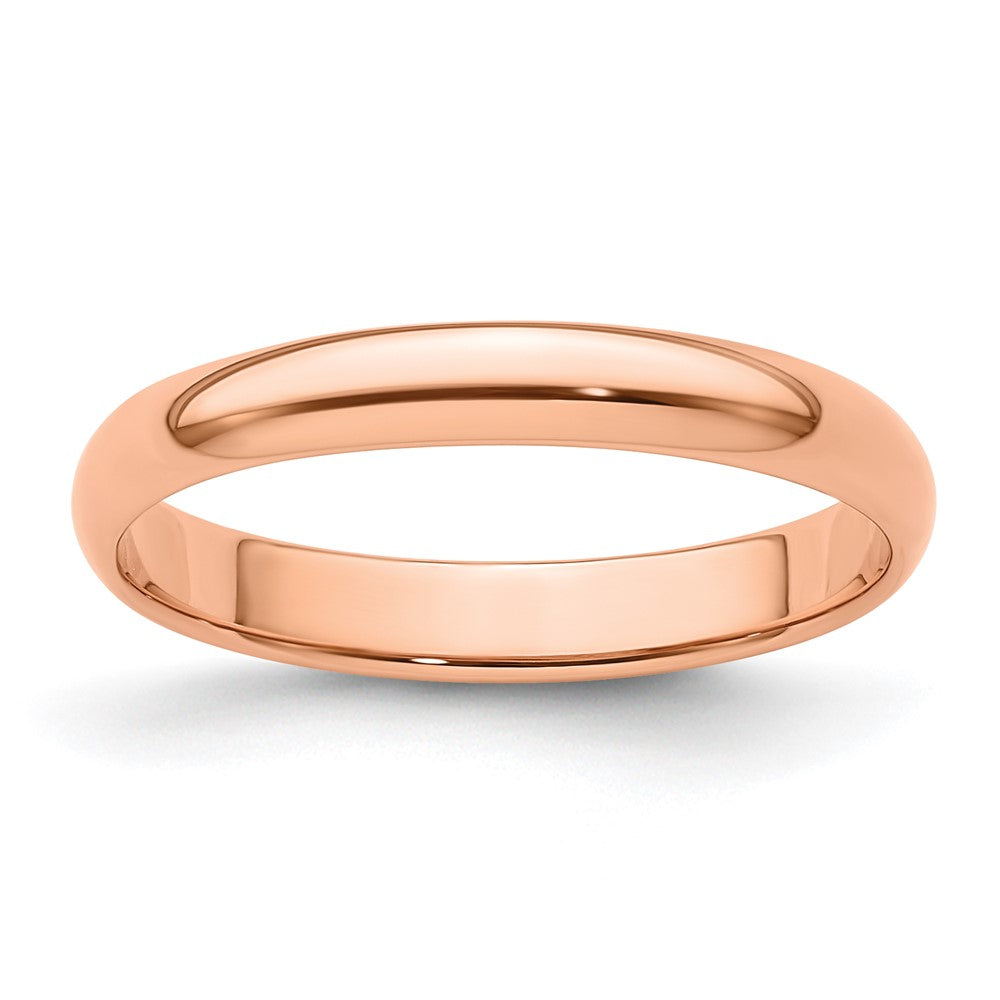14k Rose Gold 3mm Lightweight Half Round Wedding Band Size 5.5