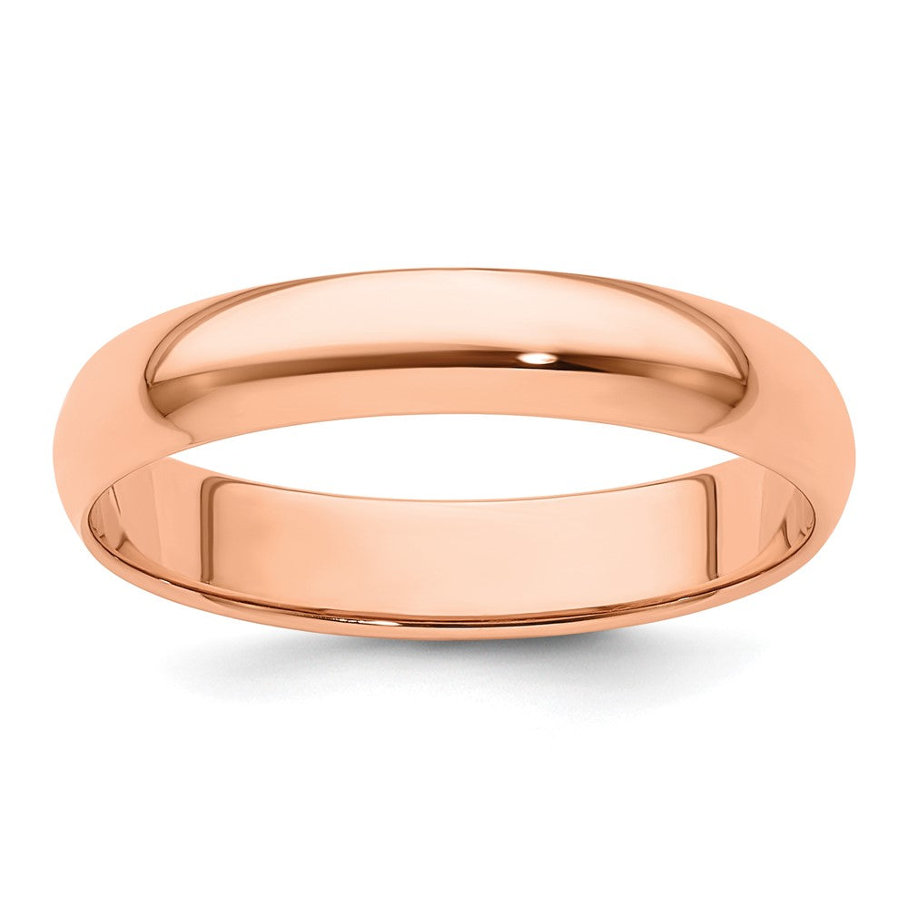 14k Rose Gold 4mm Lightweight Half Round Wedding Band Size 6.5