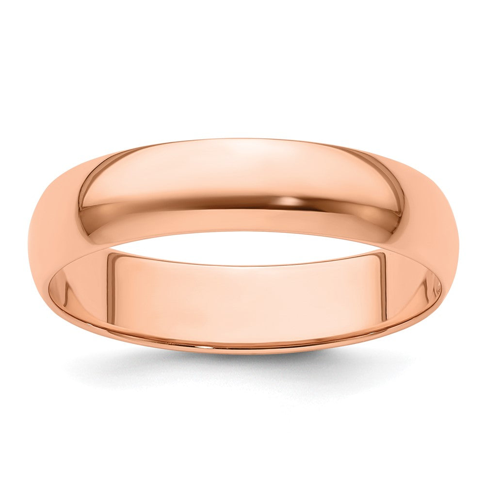 14k Rose Gold 5mm Lightweight Half Round Wedding Band Size 5