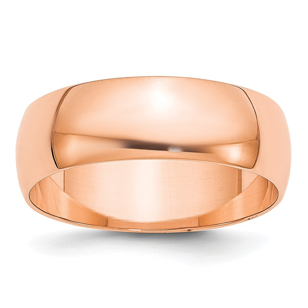 14k Rose Gold 6mm Lightweight Half Round Wedding Band Size 8