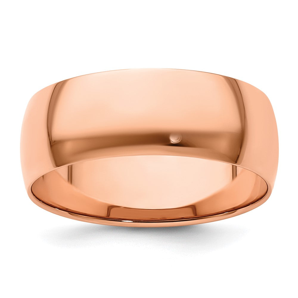 14k Rose Gold 8mm Lightweight Half Round Wedding Band Size 9.5