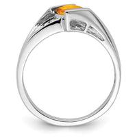 Load image into Gallery viewer, Sterling Silver 5X5 ANC Citrine &amp; Diamond Ring
