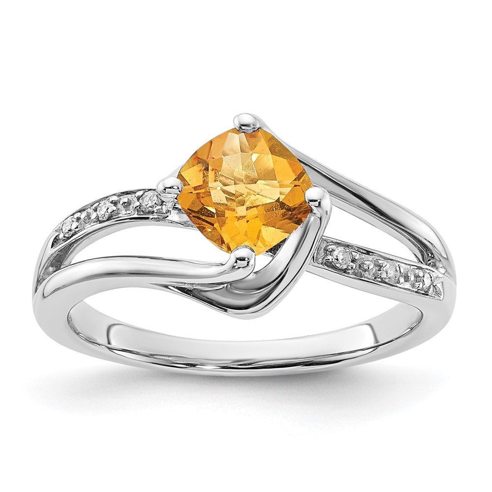 10K White Gold Citrine and Diamond Ring