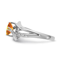 Load image into Gallery viewer, SS 6X6 Citrine and Diamond Ring
