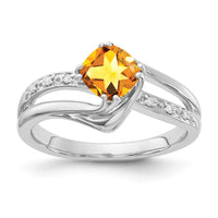 Load image into Gallery viewer, SS 6X6 Citrine and Diamond Ring

