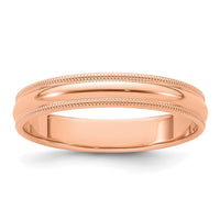 Load image into Gallery viewer, 14k Rose Gold 4mm Milgrain Half-Round Wedding Band Size 4.5
