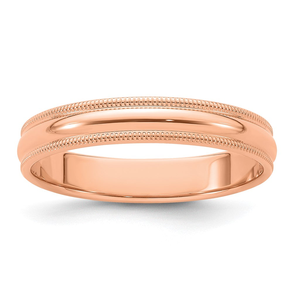 14k Rose Gold 4mm Milgrain Half-Round Wedding Band Size 8.5