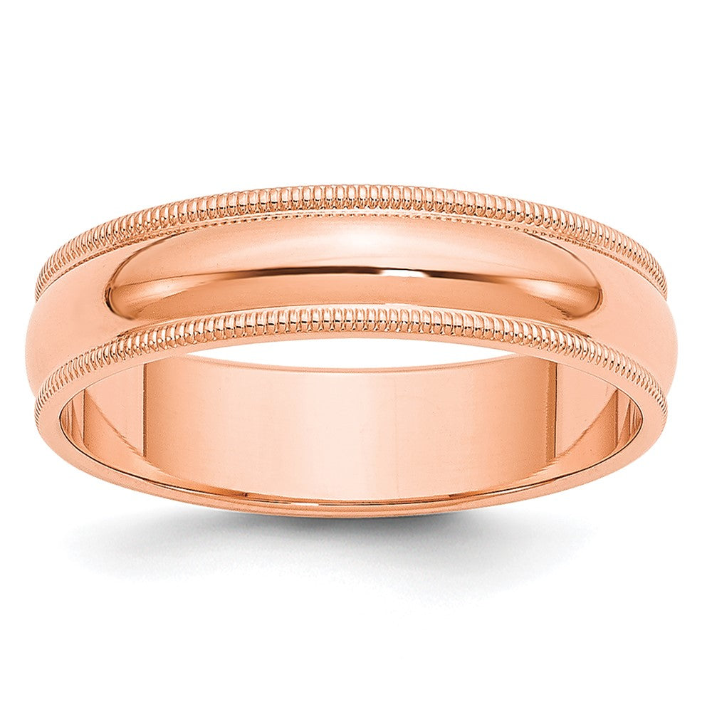 14k Rose Gold 5mm Milgrain Half-Round Wedding Band Size 10.5