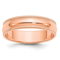 Load image into Gallery viewer, 14k Rose Gold 5mm Milgrain Half-Round Wedding Band Size 10
