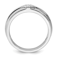 Load image into Gallery viewer, 14k White Gold Grooved Complete Diamond Mens Wedding Band
