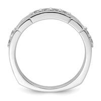 Load image into Gallery viewer, 14k White Gold Polished &amp; Satin Grooved Diamond Mens Wedding Band
