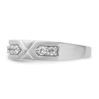 Load image into Gallery viewer, 14k White Gold Polished &amp; Satin Grooved Diamond Mens Wedding Band
