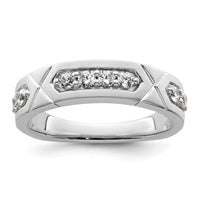 Load image into Gallery viewer, 14k White Gold Polished &amp; Satin Grooved Diamond Mens Wedding Band
