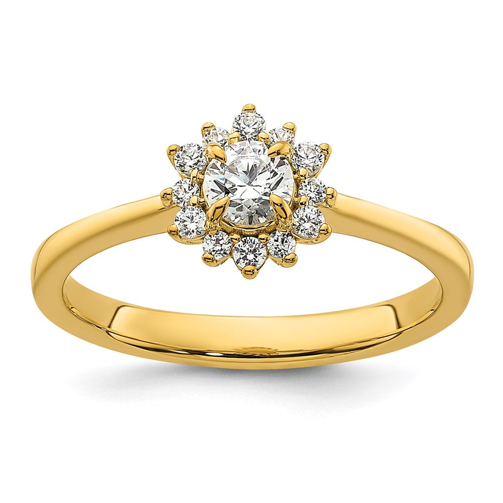 14k Polished Complete Diamond Round Halo Engagement Ring