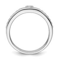 Load image into Gallery viewer, 14k White Gold Heart Diamond Mens Complete Wedding Band

