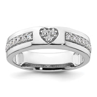 Load image into Gallery viewer, 14k White Gold Heart Diamond Womens Complete Wedding Band
