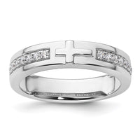 Load image into Gallery viewer, 14k White Gold Cross Diamond Mens Complete Wedding Band
