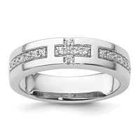 Load image into Gallery viewer, 14k White Gold Cross Diamond Womens Complete Wedding Band
