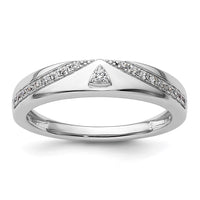Load image into Gallery viewer, 14k White Gold Triangle Diamond Mens Complete Wedding Band
