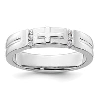 Load image into Gallery viewer, 14k White Gold Cross Diamond Mens Complete Wedding Band
