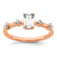 Load image into Gallery viewer, 14k Rose Gold Semi-mount Diamond Emerald Center Engagement Ring

